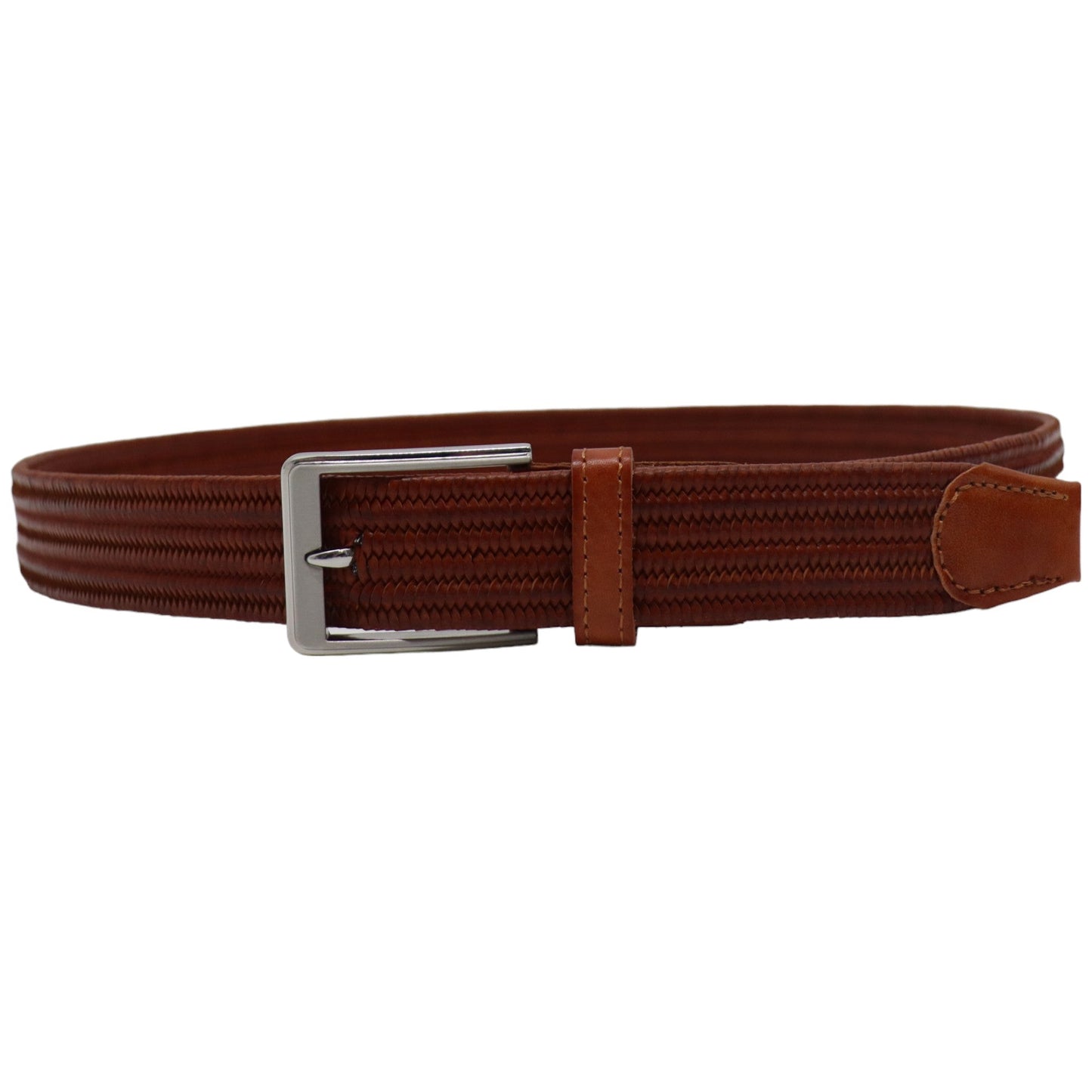 Riem Gevlochten - Leer Gevlochten Riem - Elastische Broekriem - Cognac